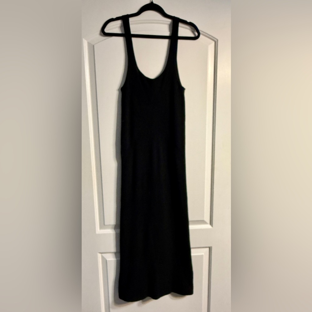 Freshman‎ 1996 Knit Maxi Dress Size M Black Ribbed Scoop Neck Bodycon Chic